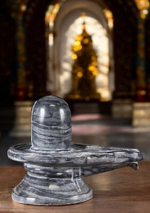 Top Shivling in marmo nero 24" naturale induismo religioso statuario culto - Foto 1 di 7