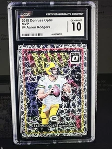 2018 Donruss Optic MVP Aaron Rodgers #4 Green Bay Packers Holo CGC 10 ๐ - Picture 1 of 8