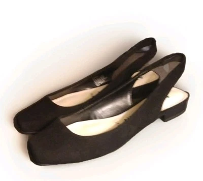 Zapatos Anne Klein Iflex Elegante Gamuza Negros Puntera Cuadrada Cordones Planos Talla 6.5 M Foto 1 de 4