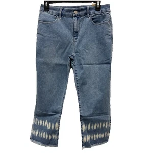 Pantalones de mezclilla capri elásticos perfectos para novia talla 1 EE. UU. 8 NUEVOS CON ETIQUETAS Chicos flecos tie dye - Imagen 1 de 4