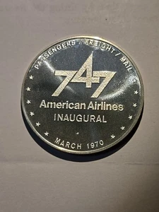 Vintage American Airlines Boeing 747 Astroliner Sterling Silber Medaillon 1970  - Bild 1 von 3