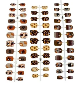 Lot of Glue on Nails Fall, Halloween, Thanksgiving 3 sets Medium 70 Nails in All - Picture 1 of 9