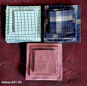 Fabric 100% Cotton Squares, Pockets, Khaki Waistbands Upcycled - Picture 1 of 7