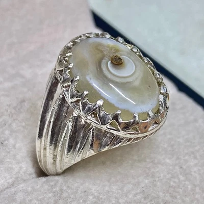 Anillo de plata 925 vintage de ágata ojo yemení aeqq anillo de plata esterlina sólida anillo para hombre Foto 1 de 4