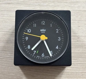 Braun Type 4746/AB1 Alarm Travel Clock Vintage Black Working Great - Picture 1 of 4