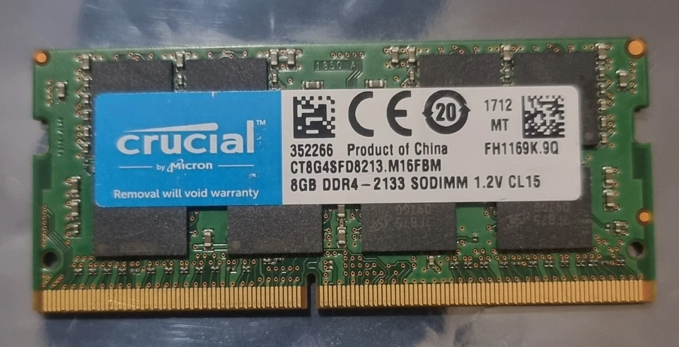Crucial PC4-17000 PC4 2133P 8GB 1X8GB DDR4 2RX8 2133MHz 260pin Laptop Memory - Image 1 of 1