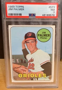 Raro 1969 Topps #573 Jim Palmer Baltimore Orioles RC PSA 7 casi como nuevo patio - Imagen 1 de 4