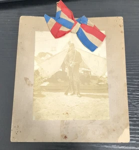 Altes Foto 1.WK französische Soldaten posieren vor Zelt mit Lebel Gewehr Bajonett - Bild 1 von 5