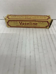 Vintage Vaseline Yellow Petroleum Jelly Tube No. 1 W/Original Box Chesebrough - Picture 1 of 10