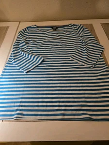 Girls' Cat & Jack Long Sleeve Navy White Striped Pullover T-Shirt - M - Picture 1 of 2