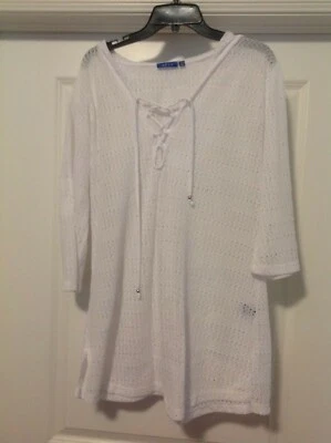 NUEVO SIN ETIQUETAS MUJER APT. 9 CAPUCHA CORDONES ENCUBRIMIENTO BLANCO XL Foto 1 de 3