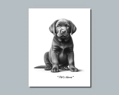 Personalized BLACK Lab LABRADOR Puppy Pet Photo DOG NAME Picture 8x10 11x14 P2 - Image 1 of 4