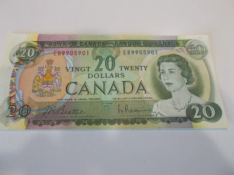 Canada 20 Dollar Bill 1969 Ottawa Crisp Canadian $20 Bill Cover