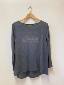 Indian Motorcycles Womens M Long Sleeve T-Shirt Top Gray Shirttail Hem Stud SE1 - Picture 1 of 6