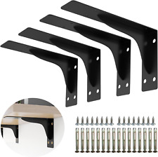 Shelf Brackets, 10X6X2 Inch Black L Shelf Bracket Heavy Duty, Premium Metal Supp