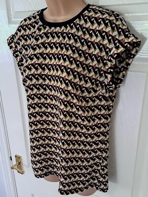 Nicole Farhi геометрический верхний размер Великобритании 10 крышка рукава темно-оранжевый желтый 70-х новый с этикетками - Изображение 1 из 4