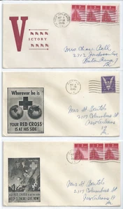(3) US EVENT WWII Patriotic Cover VE DAY May 8 1945  " V " & Red Cross  Lot of 3 - Picture 1 of 5