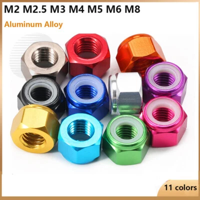 Selbstsichernde Muttern Aluminiumlegierung Sechskant Stoppmuttern DIN985 M2 - M8 - Bild 1 von 4