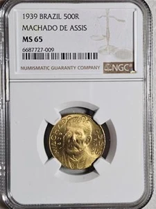 Brazil 500 Reis 1939 Machado De Assis NGC MS 65 - Picture 1 of 2