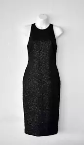 B0 NEW ALEXIA ADMOR Black Textured Fabric 2-Way Back Zipper Midi Dress Size M - Picture 1 of 4