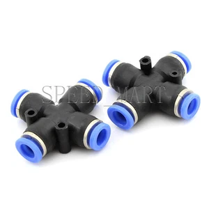 2 X PZA8 Pneumatic Air 4 Way Quick Fittings Connector 8mm equal Cross Tube Hose - Picture 1 of 3
