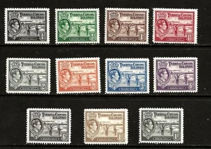 TURKS & CAICOS (YO-271) 1938 SG194-202a SHORT SET OF 11 INC BETTER VALS MM / MH - Picture 1 of 1