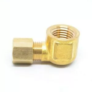 1/4 Tube OD Compression to 1/4 Female Npt 90 Elbow Fitting Adapter HVAC Air - Picture 1 of 6