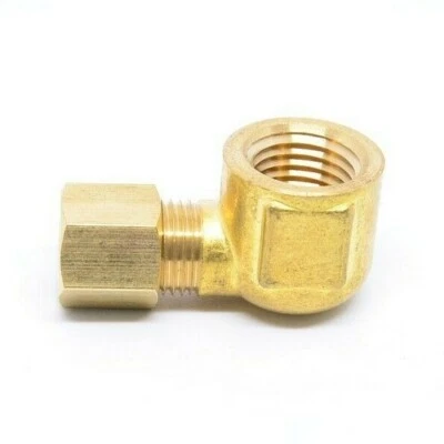 1/4 Tube OD Compression to 1/4 Female Npt 90 Elbow Fitting Adapter HVAC Air - Image 1 of 4