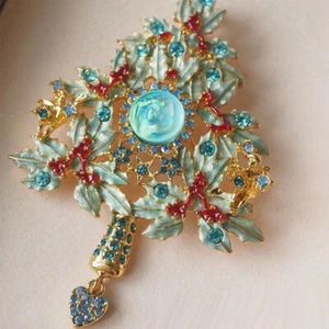 Sleeping Angel Christmas Tree Brooch Unisex Enamel Pin Antique Jewelry Gift - Picture 1 of 5