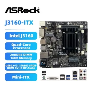 ASRock J3160-ITX Motherboard Mini-ITX Intel J3160 DDR3 SATA3 HDMI DVI-D DP Audio - Picture 1 of 9