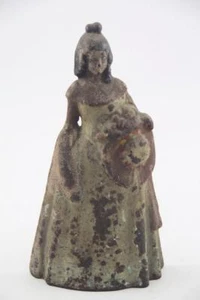 Alto Antiguo Hierro Fundido Mujer Victoriana Dama con Sombrero Tope de Puerta ~ Pintura Crujiente Antigua - Imagen 1 de 10