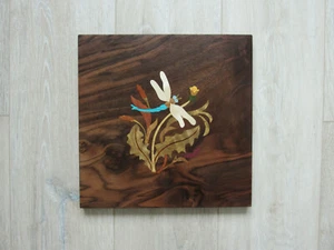 Libellenholz Wandbild, Holzmosaik, Holzintarsien, Holzwanddeko, Intarsien - Bild 1 von 12