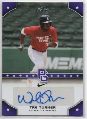 2015 Leaf Perfect Game National Showcase Purple Tre Turner Auto 1/1 - Image 1 of 2