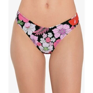 Salt + Cove Juniors' Scoop-Waist Hipster Bikini Bottoms Floral Black Colorful L - Picture 1 of 6