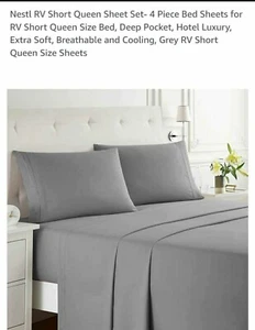 Nestl RV Short Queen Sheet Set  4 Piece Bed Sheets RV Short Queen Size Bed B24 - Picture 1 of 3