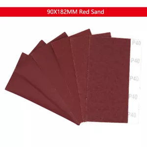 90x182 mm hojas de lijado almohadilla gancho y bucle 40-400 grano rojo papel de lija seco orbital - Imagen 1 de 5