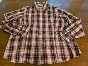 Camisa Harley Davidson Top Mujer Grande Roja a Cuadros Perla Estrás Alada 2W - Imagen 1 de 13