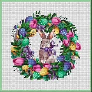 Counted Cross Stitch Kit Easter Bunny DIY Unprinted canvas - Picture 1 of 1