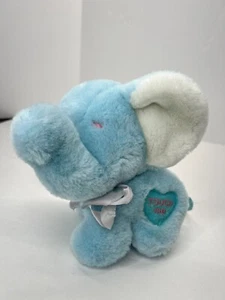 Vintage Plush Elephant Blue "Touch Me" Heart Cute Stuffed Animal 7” Just Friends - Picture 1 of 11