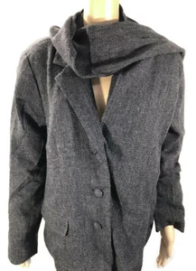 Coldwater Creek Jacket Scarf Womens Size 16 Gray Button Front Long Sleeves Lined - Picture 1 of 10