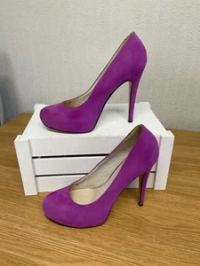 Faith - Ladies Purple Almond Toe Slip On High Heel Shoes Size 6 - Picture 1 of 10