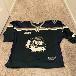 Vtg 90s NotreDame Fighting Irish NCAA Zephyr Hockey Jersey Men's Sz 56 XXL Green - Picture 1 of 10