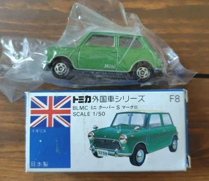 Vintage TOMICA Blue Box F8 BLMC Mini Cooper S MK-Ⅲ 1/50 Tomy Made in Japan F/S - Picture 1 of 9