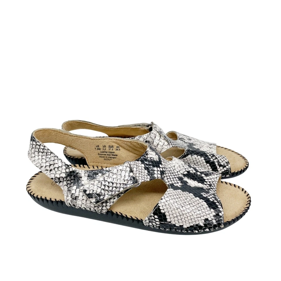 Sandalias planas Naturalizer Scout para mujer cuero alabastro gris negro talla 7,5 M Foto 1 de 4