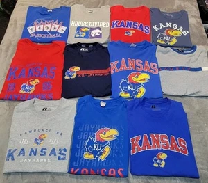 KU Jayhawk Shirt Lot Of 11 - 2 Medium, 7 Large & 2 XL - Picture 1 of 16