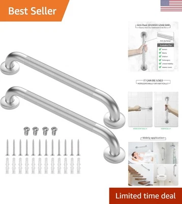 2 Pack 18 Inch Stainless Steel Grab Bars – Anti-Slip Safety Handles for Seniors - Imagem 1 de 4