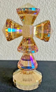 Oleg Cassini Faceted Crystal Cut Gold/Purple Iridescent Cross Signed  6.25 Inch - Picture 1 of 8