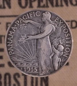 1915-S Panama Pacific Pan-Pac Commemorative Silver Half Dollar - Cleaned (B2920) - Picture 1 of 2
