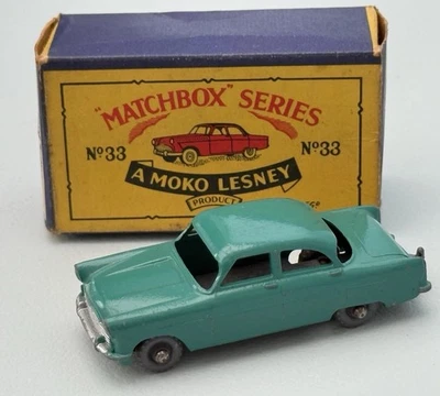 Moko Lesney Matchbox Toys MB33a Ford Zodiac Turquoise with Plastic Wheels B4 Box - Image 1 of 4