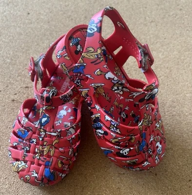 Mini Sandalias Melissa Niñas Mickey & Friends Rojo con Cordones Talla 7 - Preowne Foto 1 de 4